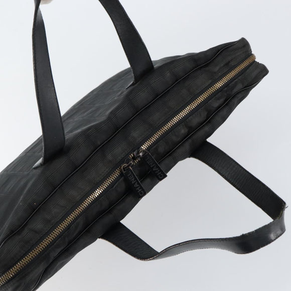 CHANEL New Travel Line Briefcase Nylon Black Silver CC Auth bs30394