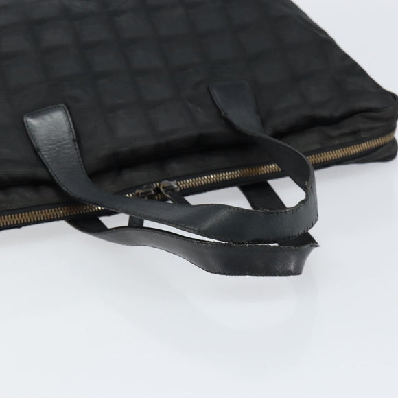 CHANEL New Travel Line Briefcase Nylon Black Silver CC Auth bs30394