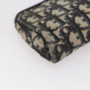 Christian Dior Trotter Canvas Pouch Navy Gold Auth bs30397-15
