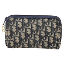 Christian Dior Trotter Canvas Pouch Navy Gold Auth bs30397-13