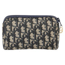 Christian Dior Trotter Canvas Pouch Navy Gold Auth bs30397-2