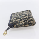 Christian Dior Trotter Canvas Pouch Navy Gold Auth bs30397-3