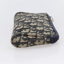 Christian Dior Trotter Canvas Pouch Navy Gold Auth bs30397-4