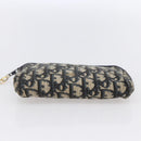 Christian Dior Trotter Canvas Pouch Navy Gold Auth bs30397-6