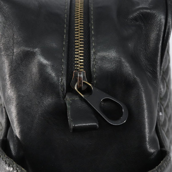 BOTTEGA VENETA INTRECCIATO Clutch Bag Leather Black Auth bs30399