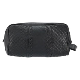 BOTTEGA VENETA INTRECCIATO Clutch Bag Leather Black Auth bs30399 - 0
