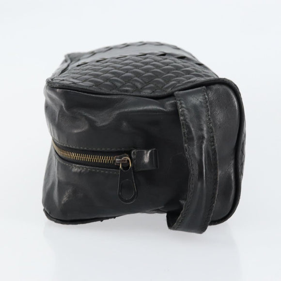 BOTTEGA VENETA INTRECCIATO Clutch Bag Leather Black Auth bs30399