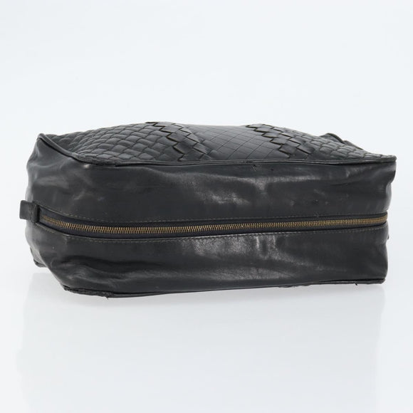 BOTTEGA VENETA INTRECCIATO Clutch Bag Leather Black Auth bs30399