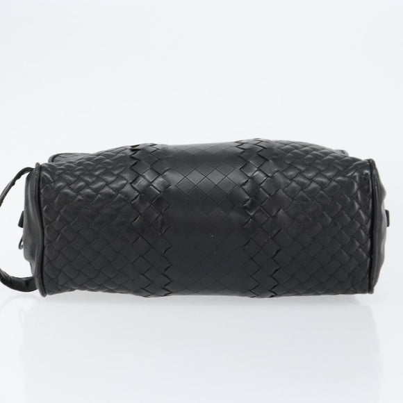 BOTTEGA VENETA INTRECCIATO Clutch Bag Leather Black Auth bs30399