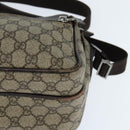 GUCCI GG Supreme Shoulder Bag PVC Brown Silver Auth bs30401-11