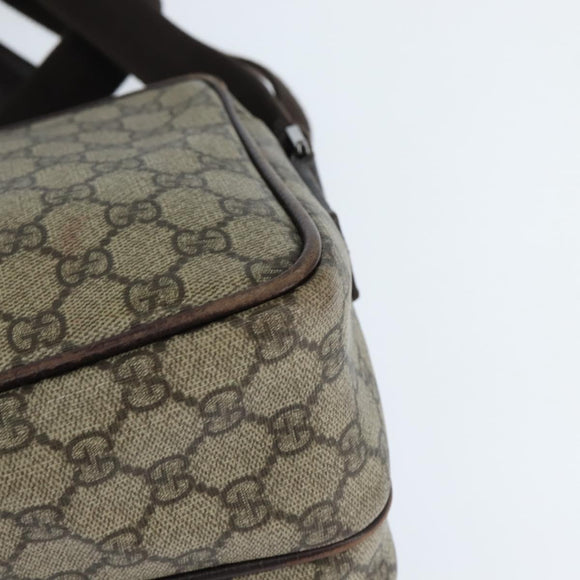 GUCCI GG Supreme Shoulder Bag PVC Brown Silver Auth bs30401