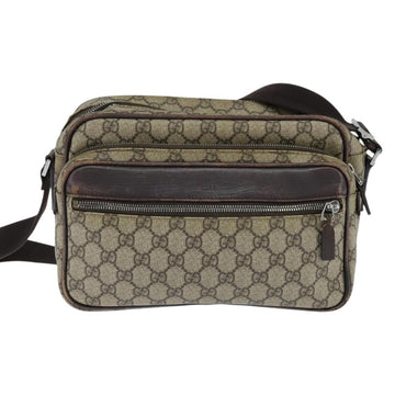 GUCCI GG Supreme Shoulder Bag PVC Brown Silver Auth bs30401 - 0