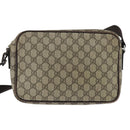 GUCCI GG Supreme Shoulder Bag PVC Brown Silver Auth bs30401-3