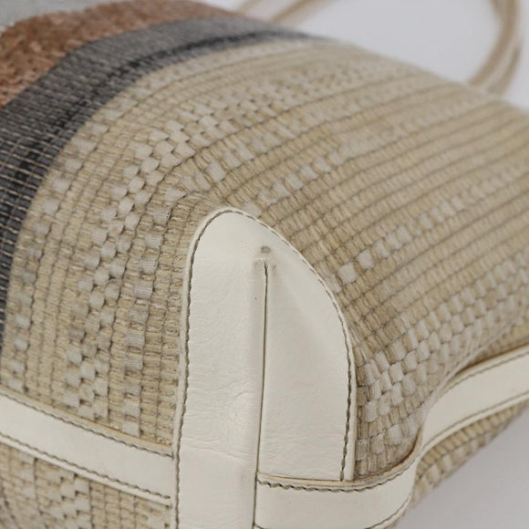 FENDI Tote Bag Canvas Beige Gold Auth bs30403