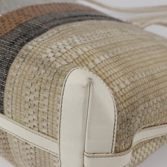 FENDI Tote Bag Canvas Beige Gold Auth bs30403