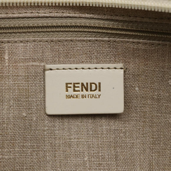 FENDI Tote Bag Canvas Beige Gold Auth bs30403