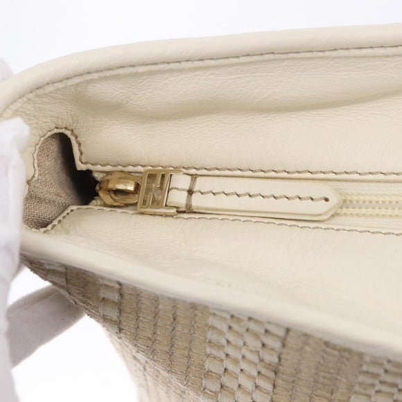 FENDI Tote Bag Canvas Beige Gold Auth bs30403