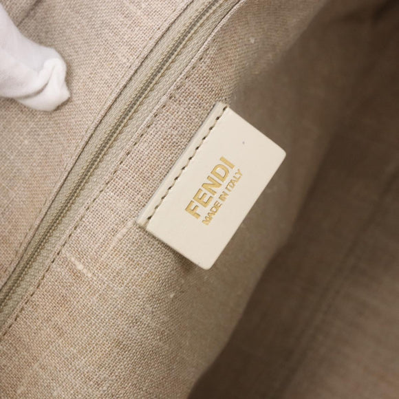 FENDI Tote Bag Canvas Beige Gold Auth bs30403