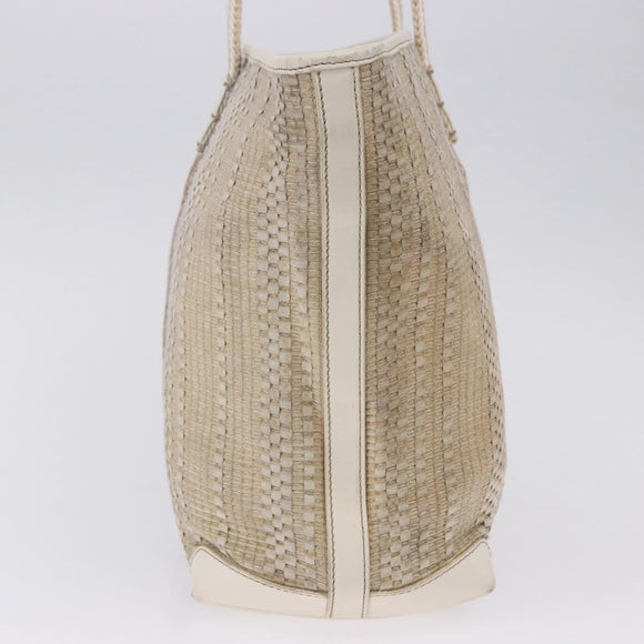 FENDI Tote Bag Canvas Beige Gold Auth bs30403