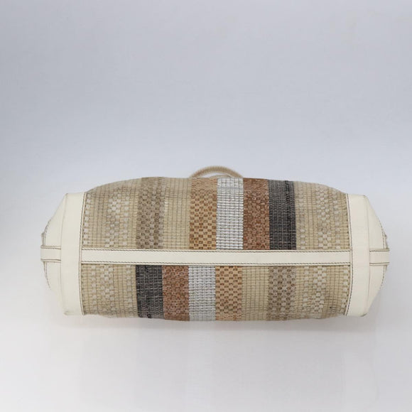 FENDI Tote Bag Canvas Beige Gold Auth bs30403