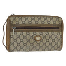 GUCCI GG Plus Supreme Clutch Bag PVC Beige Gold Auth bs30404-1