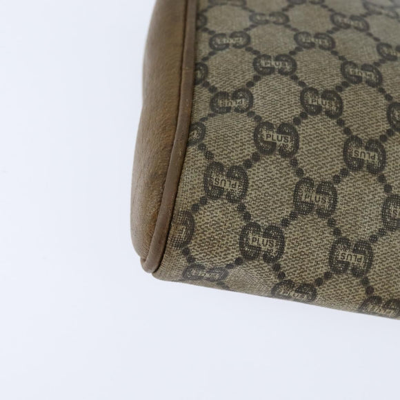 GUCCI GG Plus Supreme Clutch Bag PVC Beige Gold Auth bs30404