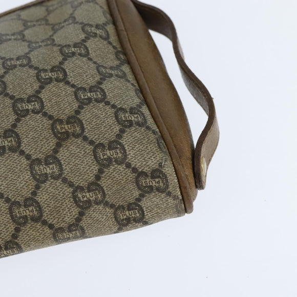 GUCCI GG Plus Supreme Clutch Bag PVC Beige Gold Auth bs30404