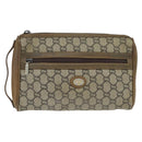 GUCCI GG Plus Supreme Clutch Bag PVC Beige Gold Auth bs30404-13