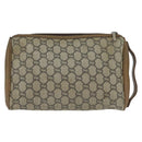 GUCCI GG Plus Supreme Clutch Bag PVC Beige Gold Auth bs30404-2