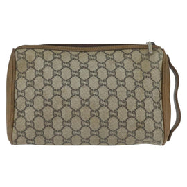 GUCCI GG Plus Supreme Clutch Bag PVC Beige Gold Auth bs30404 - 0