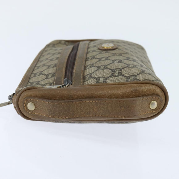 GUCCI GG Plus Supreme Clutch Bag PVC Beige Gold Auth bs30404