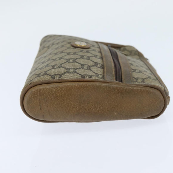 GUCCI GG Plus Supreme Clutch Bag PVC Beige Gold Auth bs30404