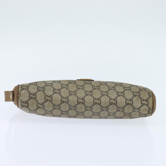 GUCCI GG Plus Supreme Clutch Bag PVC Beige Gold Auth bs30404