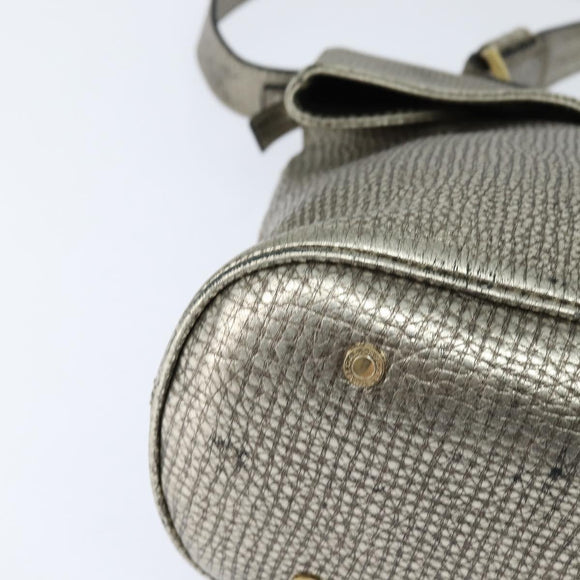 BVLGARI Leoni Handtas Leer 2way Champagne Goud Auth bs30406
