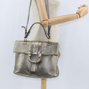 BVLGARI Leoni Handtas Leer 2way Champagne Goud Auth bs30406-23