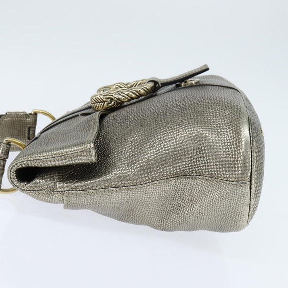 BVLGARI Leoni Hand Bag Leather 2way Champagne Gold Auth bs30406