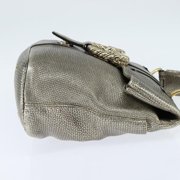 BVLGARI Leoni Handtas Leer 2way Champagne Goud Auth bs30406