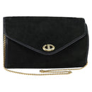 Christian Dior Trotter Canvas Chain Shoulder Bag Suede Black Gold Auth bs30407-1