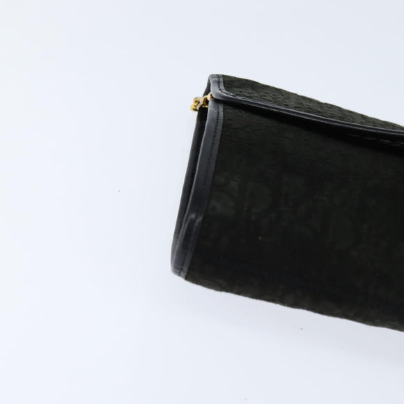 Christian Dior Trotter Canvas Chain Shoulder Bag Suede Black Gold Auth bs30407