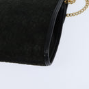 Christian Dior Trotter Canvas Chain Shoulder Bag Suede Black Gold Auth bs30407-16