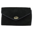 Christian Dior Trotter Canvas Chain Shoulder Bag Suede Black Gold Auth bs30407-13