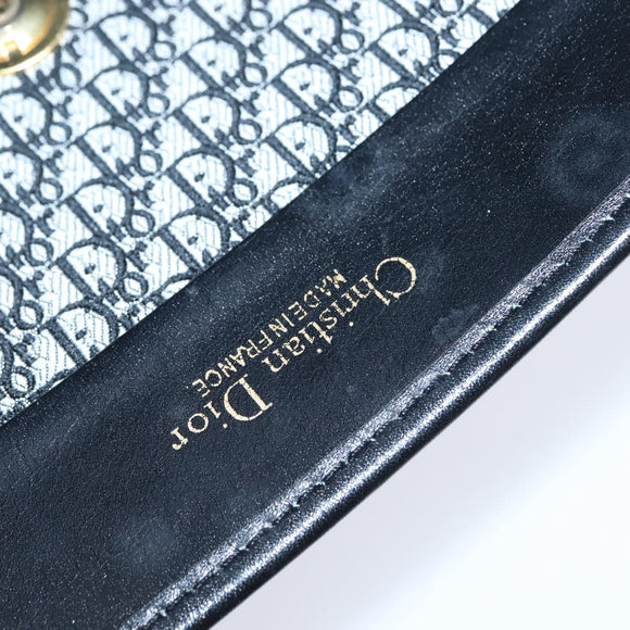 Christian Dior Trotter Canvas Chain Shoulder Bag Suede Black Gold Auth bs30407