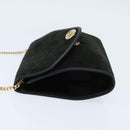Christian Dior Trotter Canvas Chain Shoulder Bag Suede Black Gold Auth bs30407-3