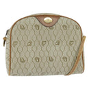 Christian Dior Honeycomb Canvas Shoulder Bag PVC Leather Beige Auth bs30408-1