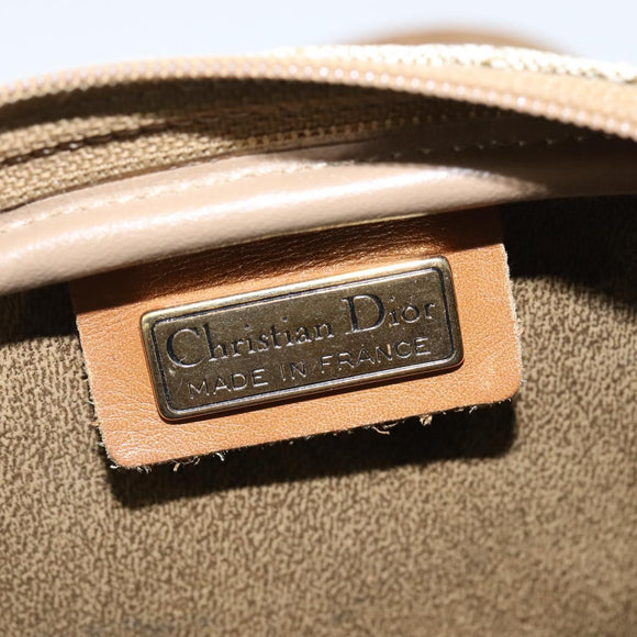 Christian Dior Honeycomb Canvas Shoulder Bag PVC Leather Beige Auth bs30408