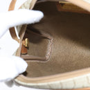 Christian Dior Honeycomb Canvas Shoulder Bag PVC Leather Beige Auth bs30408-19