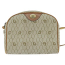Christian Dior Honeycomb Canvas Shoulder Bag PVC Leather Beige Auth bs30408-13