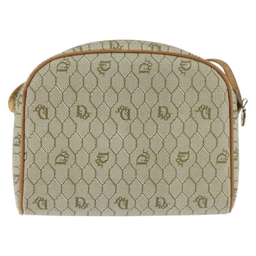 Christian Dior Honeycomb Canvas Shoulder Bag PVC Leather Beige Auth bs30408 - 0