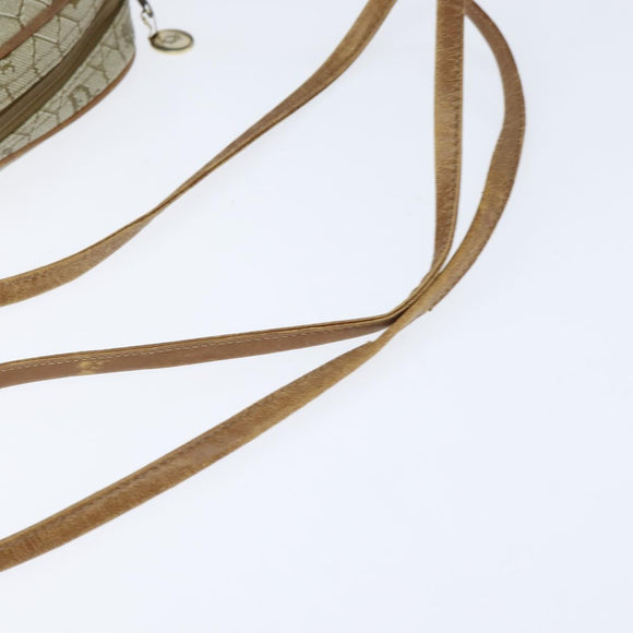 Christian Dior Honeycomb Canvas Shoulder Bag PVC Leather Beige Auth bs30408