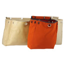 HERMES Her bag Hand Bag Canvas Coated Canvas 3 Set Beige Orange Auth bs30410-1